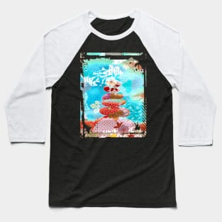 Japan Zen Buddhism Balancing Stones Rocks Cherry Blossom Collage Art 100 Baseball T-Shirt